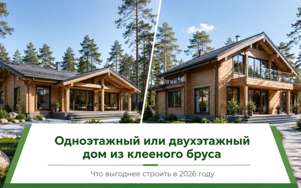 Одноэтажный или двухэтажный дом из клееного бруса: что выгоднее строить в 2026 году